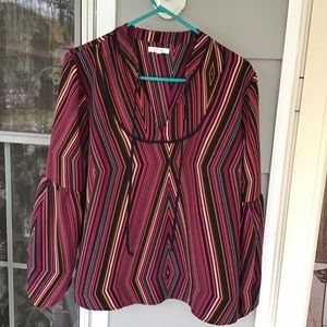 Maurices ladies blouse size large long puffy sleeves multicolors church top